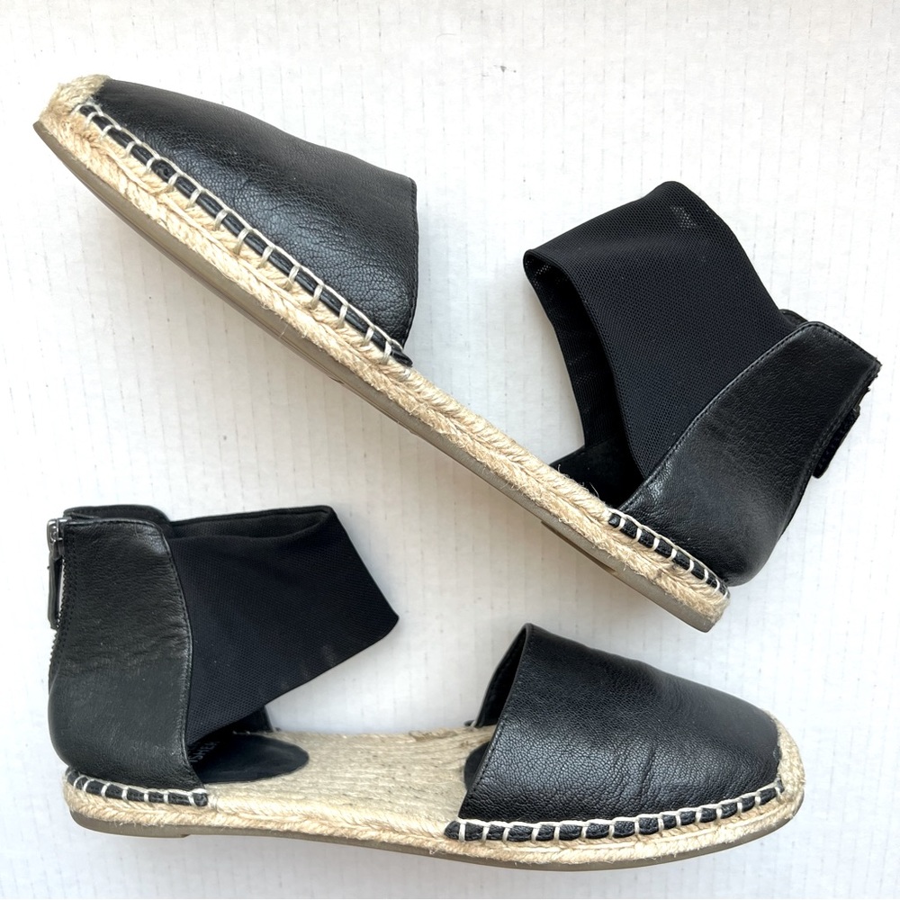 EILEEN FISHER Black Espadrilles w/ Mesh Ankle Strap Women’s Size 8.5
